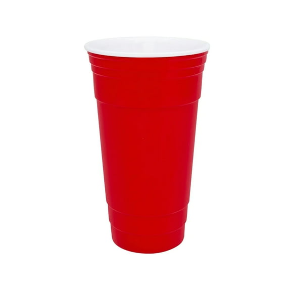 G.E.T. BPA-Free Reusable Plastic Red Party Cup Tumbler W/ Lid and Straw, 32 Ounce, Red