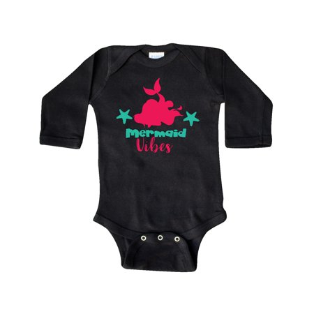 

Inktastic Mermaid Vibes Mermaid Silhouette - Pink Green Gift Baby Girl Long Sleeve Bodysuit