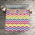 thumbnail image 2 of Ambesonne Colorful Quilted Coverlet 3 Pcs, Rainbow Chevron Fun, King Size, Multicolor, 2 of 2