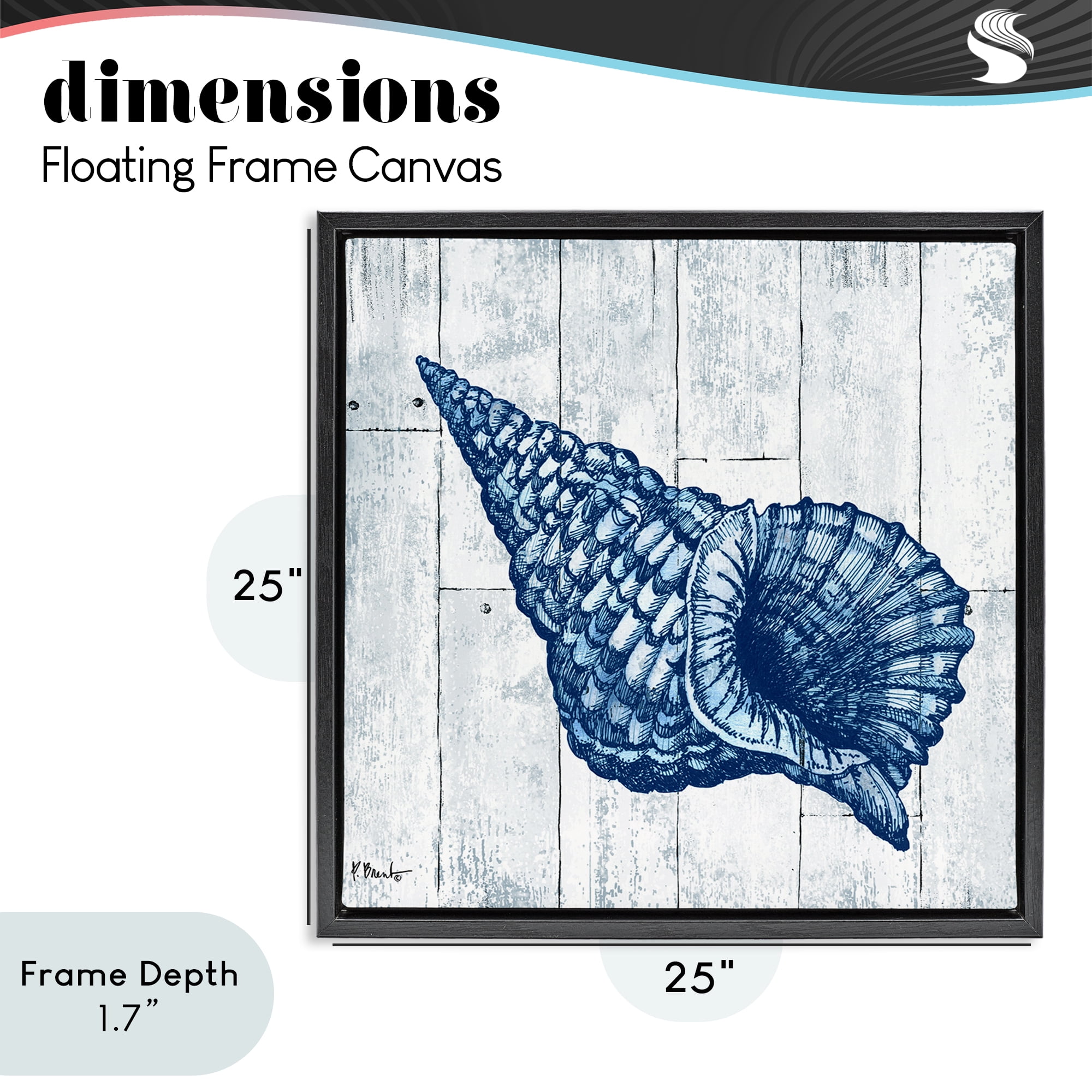 Stupell Industries Coastal Timberland Conch Black Framed Floater Canvas Wall Art, design by Paul Brent