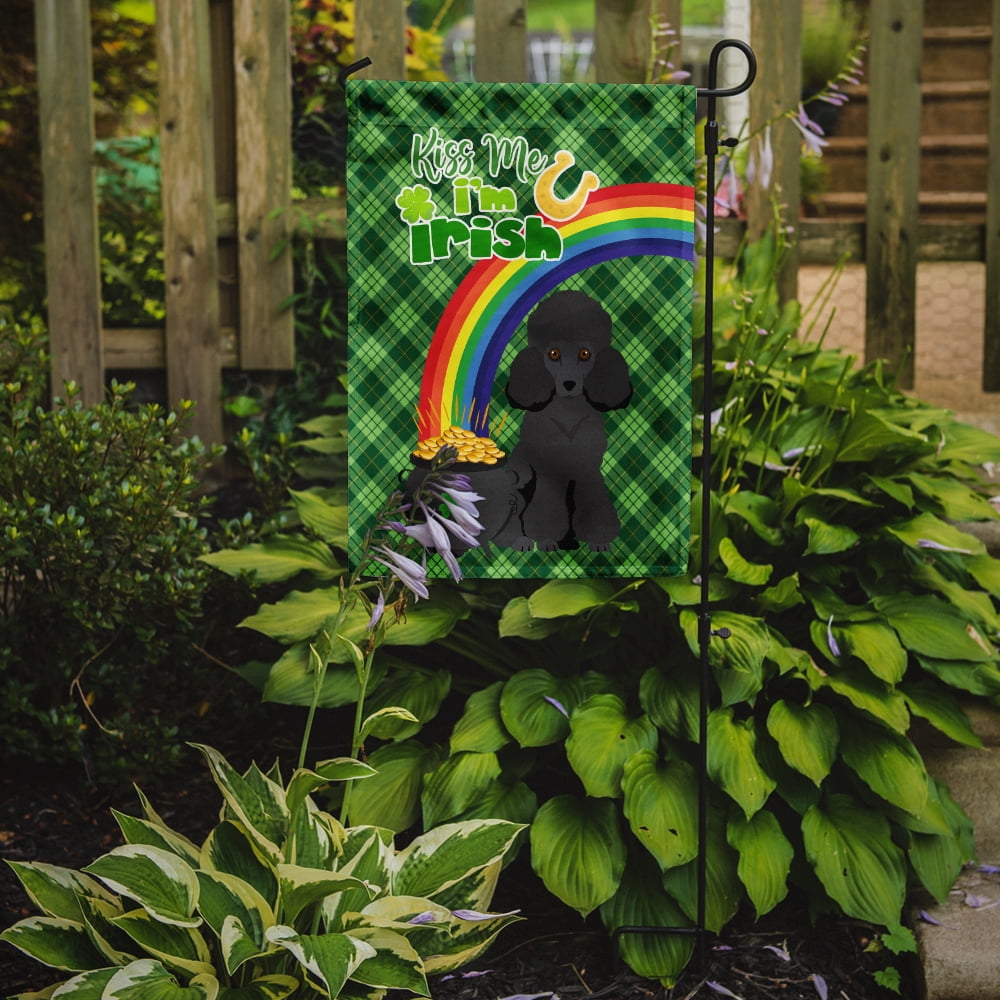 Toy Black Poodle St. Patricks Day Flag Garden Size