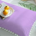 thumbnail image 6 of DNG Creations 4 Piece Pom Pom Sheet Set 100% Egyptian Cotton, White Pom-Pom Fringe Solid Pattern 12 Inch Deep Pocket ( Solid Lilac - Queen ), 6 of 7