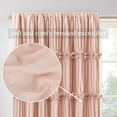 thumbnail image 3 of Room Divider Window Curtains, Boho Ruched Blackout Window Treatments with 3 Rows of Butterfly Flowers, Rustic Rod Pocket Drapes for Living Room, 100" W x 84" L, Peach Pink (LQ-30), 3 of 16