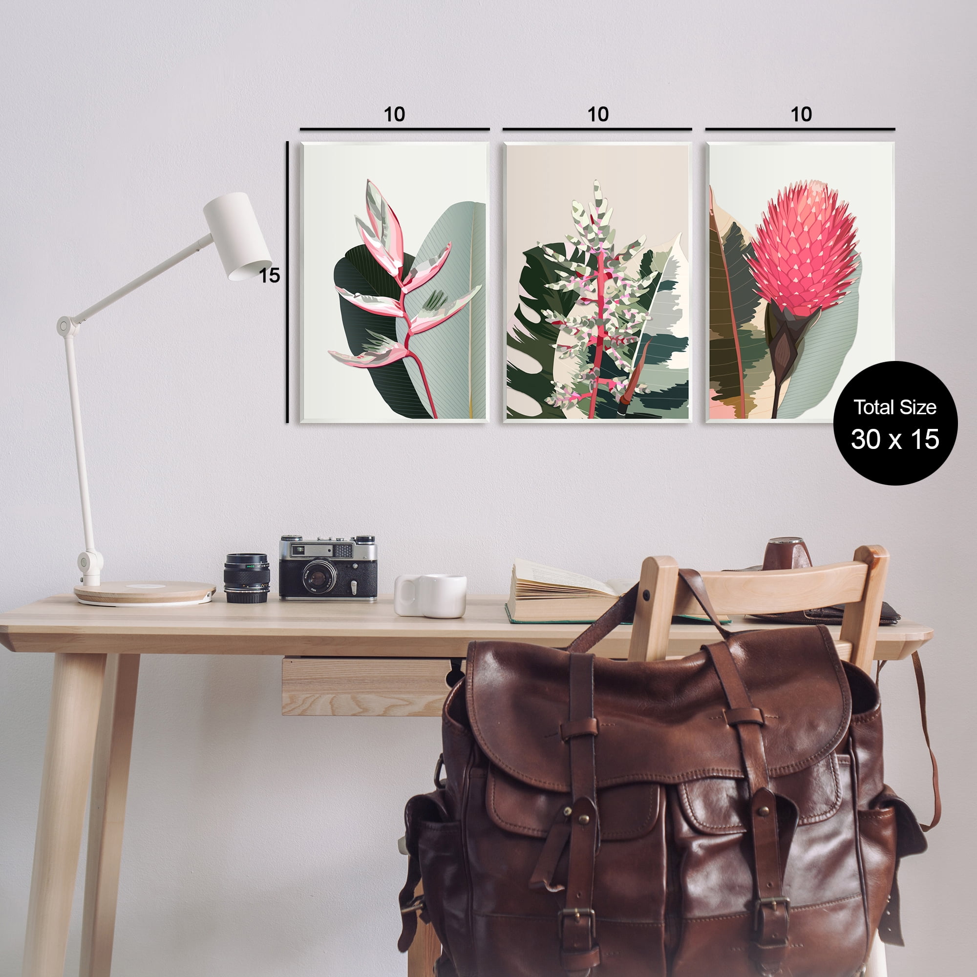 Stupell Industries Modern Tropical Plants Botanical & Floral Painting Unframed Art Print Wall Art, 10 x 15, Set of 3