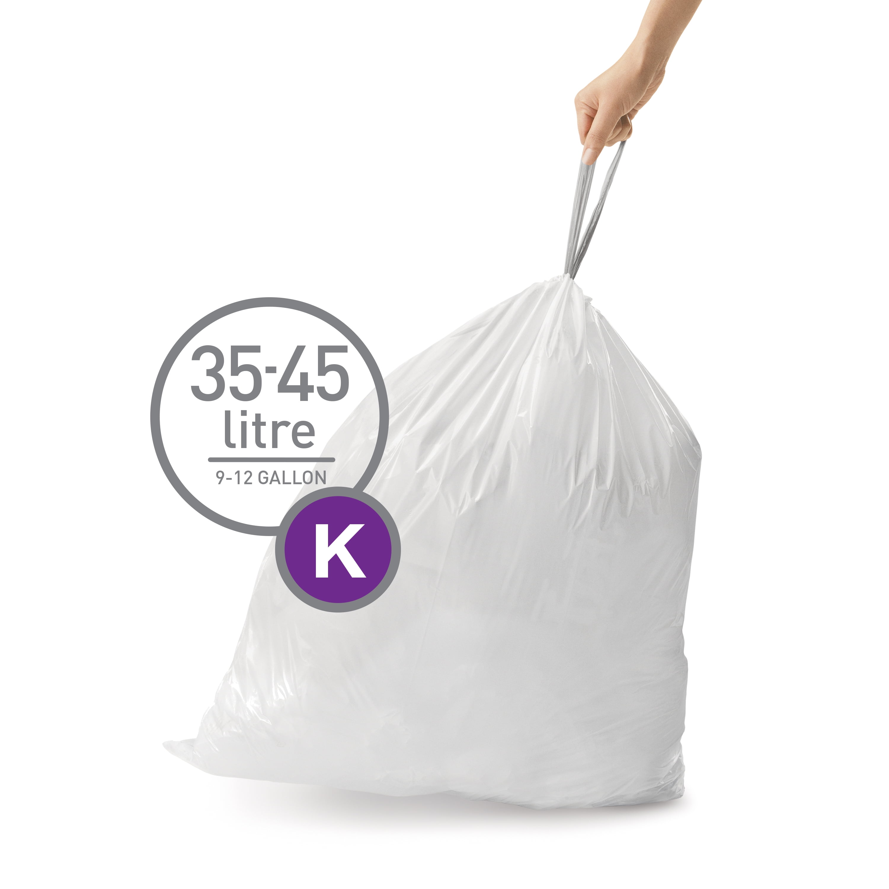 240 ct simplehuman Code K Custom Fit Liners Trash Bags,35-45 Liter / 9-12  Gallon