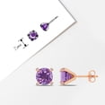thumbnail image 5 of Everly Women's 3ct TGW Amethyst and 1/10ct TW Diamond 10k Rose Gold Stud Earrings, 5 of 8