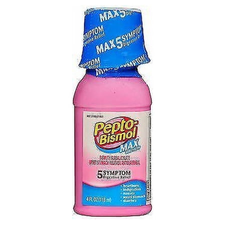 5 Pack Pepto Bismol Max Strength Upset Stomach Reliever 5 Symptom, 4 oz