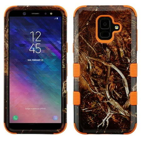- Samsung Galaxy A6 (2018 Model) Phone Case Tuff Hybrid Shockproof Impact Rubber Dual Layer Hard Soft Protective Hard Case Cover Vine Orange Phone Case for Samsung Galaxy A6