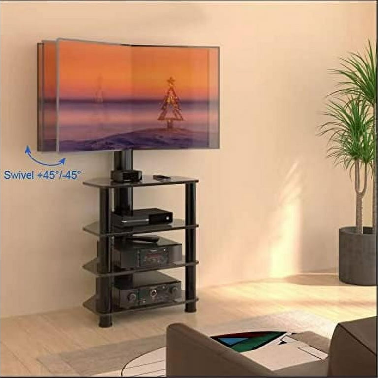 GEROBOOM Corner TV Stand with Shelves Upgrade 4 Tier Swivel Narrow
