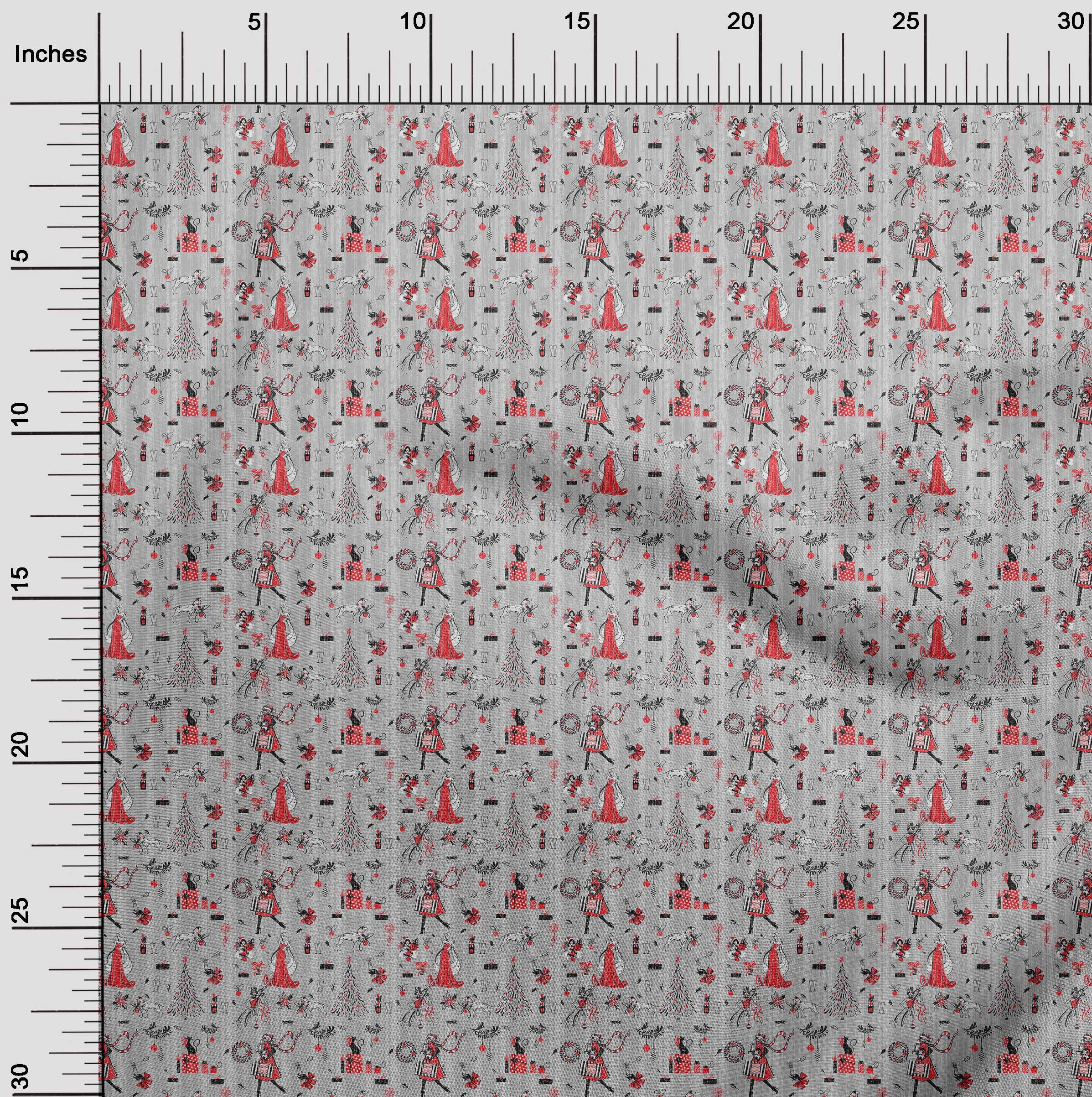 oneOone Cotton Silk Gray Fabric Christmas Sewing Craft Projects Fabric Prints By Yard 42 Inch Wide