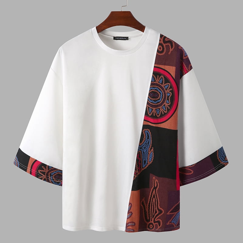 INCERUN Mens Chinese Style Ethnic Printed T Shirts Half
