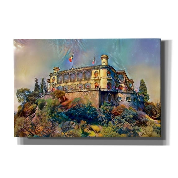 Epic Graffiti 'Mexico City Chapultepec Castle Ver2' by Pedro Gavidia, Canvas Wall Art, 18"x12"
