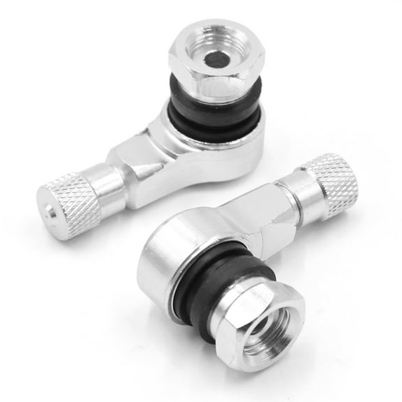 Unique Bargains 2pcs Silver Tone 90 Degree Angle Metal Motorcycle Car Tire Valve Stem Cover Cap