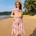 thumbnail image 4 of Balery Pink Cockatoo Birds Vestidos sueltos de manga corta para mujer, vestidos de verano 2025, vestidos casuales de corte A con vuelo., 4 of 6