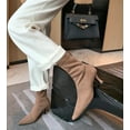 thumbnail image 6 of Womens Brown Suede Fall Boots with Zip, Ankle, Mid Calf, Pointed Toe, Kitten Heel, Dressy, Short Boots, 6 of 12