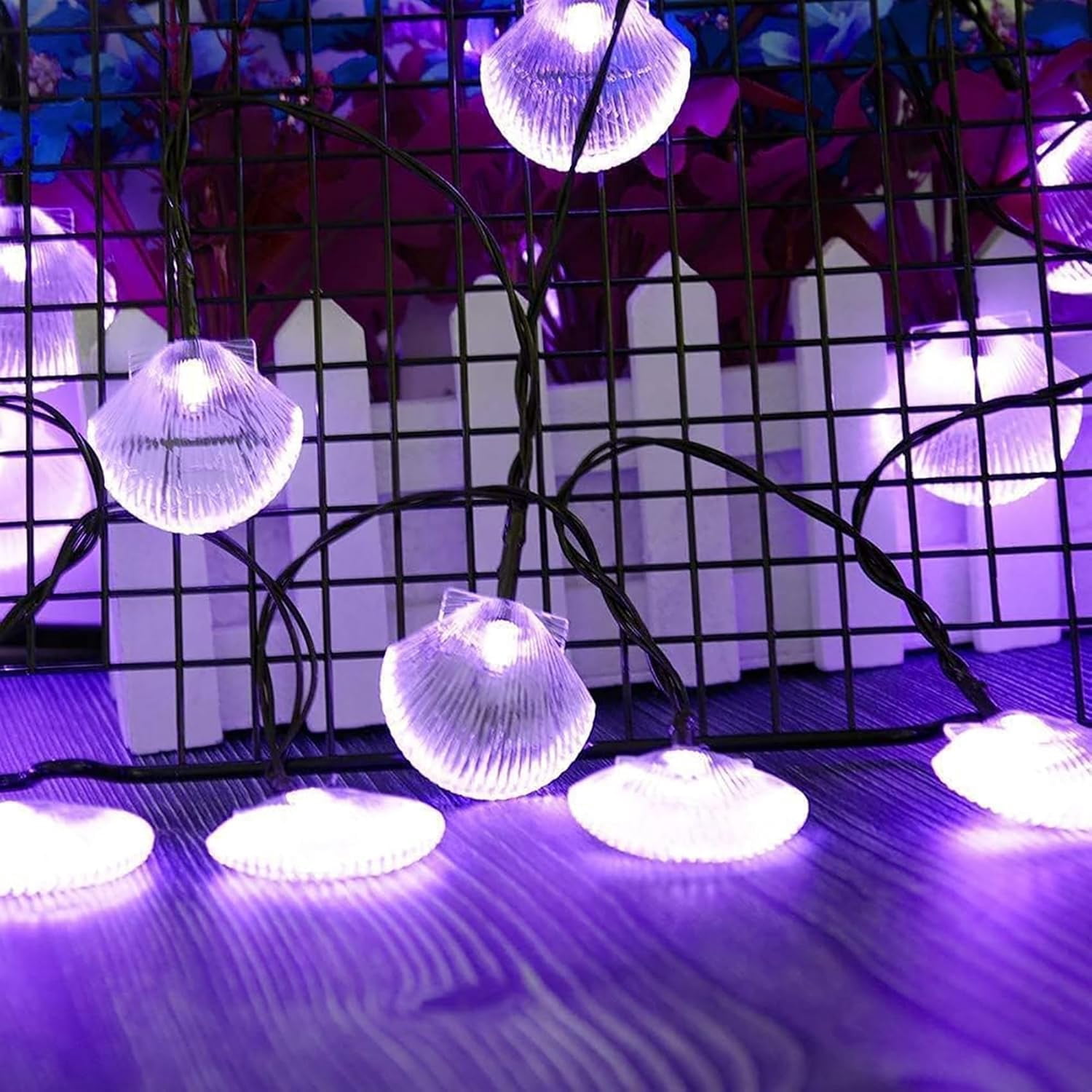 Solar Seashell String Lights 16.4FT 30LED Waterproof 8 Modes Sea Shell String Lights Ocean Theme Lights for Covered Outdoor Camping Wedding Birthday Party