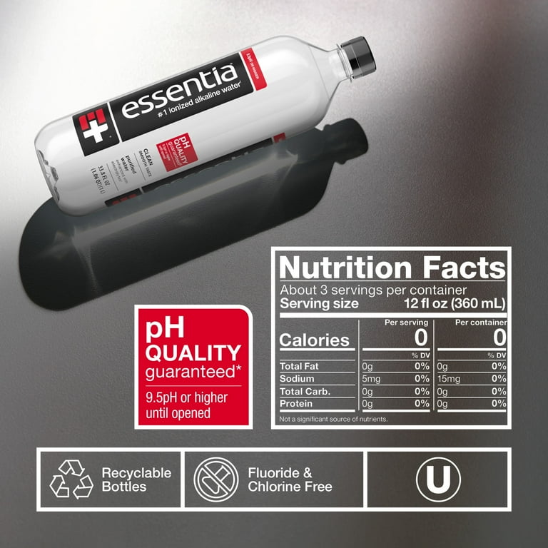Essentia Purified Ionized Alkaline Water, Pure Drink, 1L Bottles