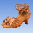 thumbnail image 2 of FRSASU Women's Latin Dance Shoes Satin Professional Ballroom Salsa Practice Performance Dance Shoes Brown, 2 of 6