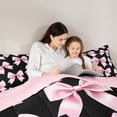thumbnail image 4 of Feelyou Girl Fashion Bowknot Twin Bedding Sets 7pcs, Black Pink Princess Comforter Set, 4 of 8