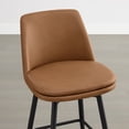 thumbnail image 3 of ReNest 27" Mid-Century Swivel Counter Height Bar Stools Set of 2 for Kitchen Island, Faux Leather Upholstery, Saddle Brown, 3 of 7