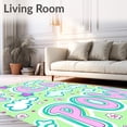thumbnail image 2 of ODIKA 3'x5' Machine Washable Non-Slip Area Rug, Doodle Art Letter Collage Featuring Fun Shapes and Imaginative Borders High Traffic Rug with Pad, Green, 686692, 2 of 8