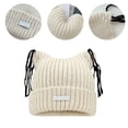 thumbnail image 2 of Cats Ear Knitted Hat Tassels Letter Decration Hat Foldable Fuzzy Winter Hat for Youthful Stylish Look, 2 of 8