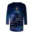 thumbnail image 5 of LiMoi Women's Three Quarter Sleeve Holiday Tees Round Neck Tshirt with Christmas Tree Pattern Casual Tops Shirts Blouse My Items, 5 of 5