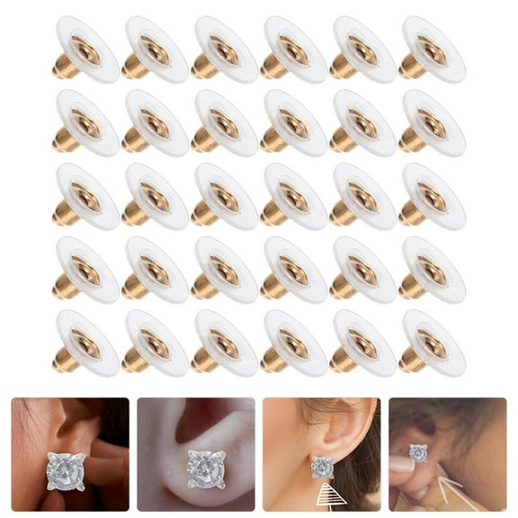 SEWCHICS 200Pcs Secure Golden Earring Backs Metal and Plastic Jewelry Findings Accessories