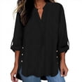 thumbnail image 5 of HAOTAGS Womens Shirts Business Casual Black Button Down Plus Size Tops Long Sleeve Solid V Neck Blouses for Women, 5 of 5