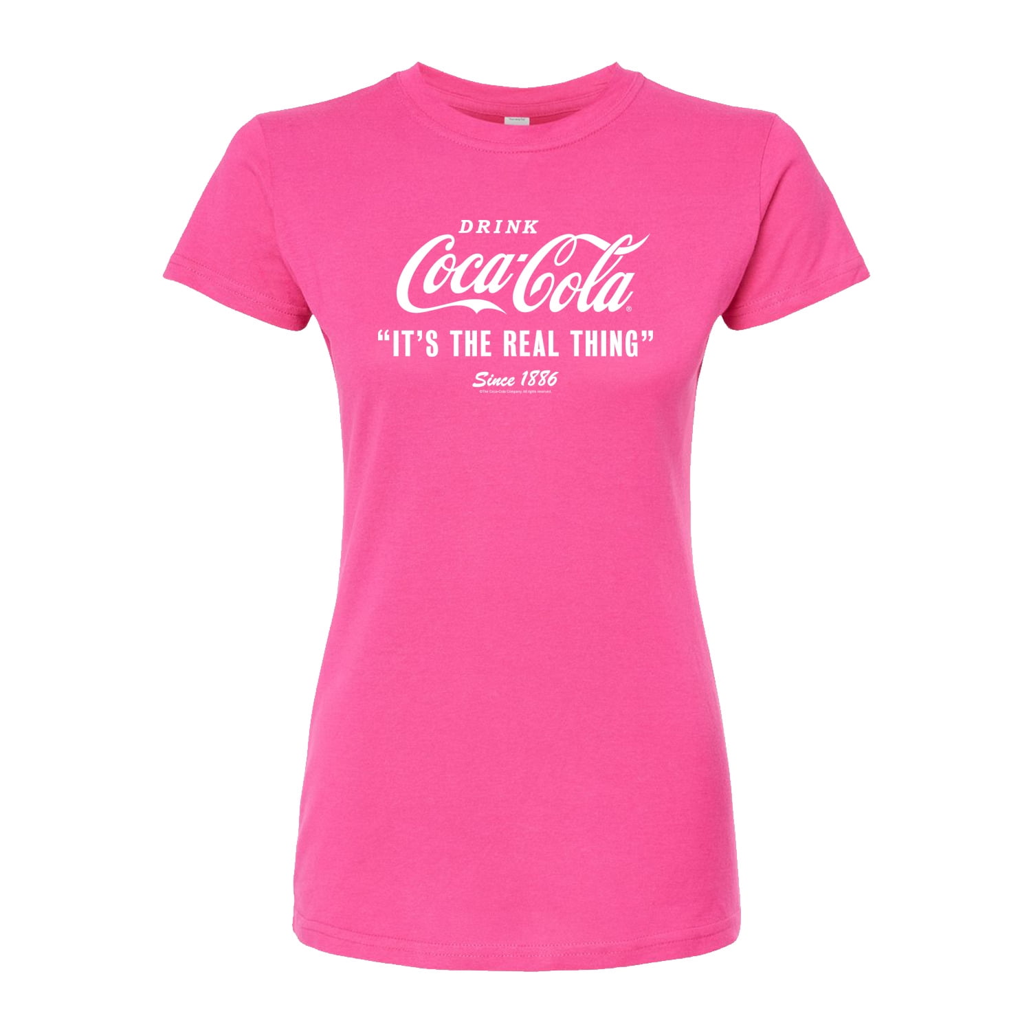 T-Shirt Donna Coca Cola The Real Thing - Maglietta Bianca Con Scritta Classica, Cotone, Manica Corta, Girocollo, Casual Estiva - 3