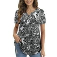 thumbnail image 3 of FOLUNSI Womens Plus Size Tunic Tops Short Sleeve Casual Floral Henley Shirts M-4XL, 3 of 5