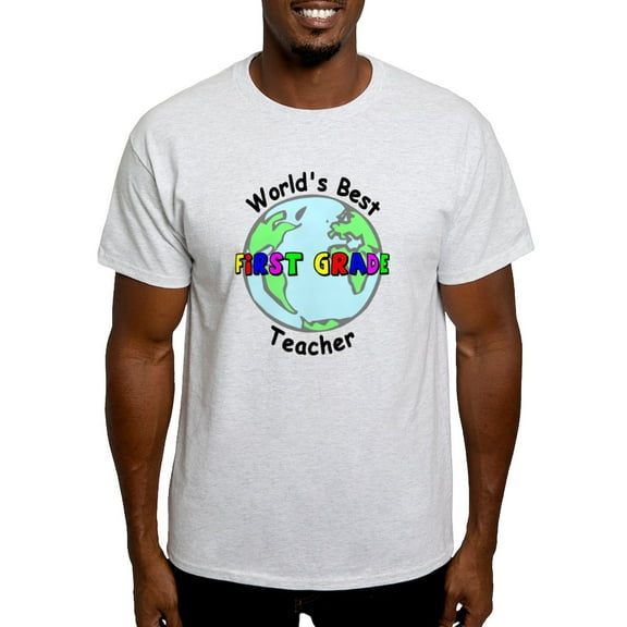 CafePress - World's Best First Grade Teacher Light T Shirt - Men's Classic Graphic T-Shirt