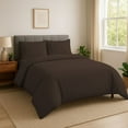 thumbnail image 2 of Amay Organic Cotton Duvet Cover Set, 3 Piece, 500 Thread Count, King Size Bedding Set Chocolate Solid Luxury Comforter Quilt Cover with Zipper & Ties, 2 of 9