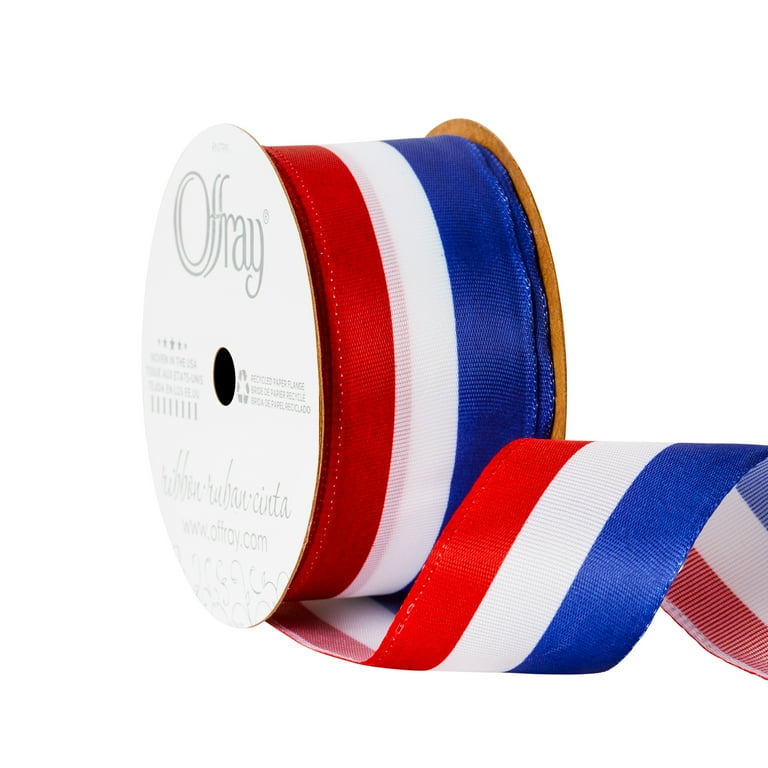 Red white and blue satin ribbon deals