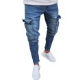 thumbnail image 2 of Pxiakgy jeans for men Mens Stretch Denim Pant Distressed Ripped Freyed Slim Fit Pocket Jeans Trousers Men Jeans Blue + M, 2 of 8