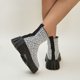 thumbnail image 3 of Zapatos Botines para mujer Calcetines transpirables de punto informales simples para mujer zapatos con parte inferior gruesa botas de talla grande con punta redonda botines botas (White 7.5), 3 of 7