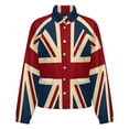 thumbnail image 5 of Jackets for Women Winter Coat Jackets Flannel Stand Collar Jacket(British Flag Print Rug,Size:S-4XL), 5 of 7