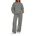 thumbnail image 3 of YFNNUP Womens Sweatsuits 2 Piece Set Plus Size Casual Winter Long Sleeve Hoodie Loose Wide Leg Sweatpants Fleece Fall Tracksuit Dark Gray,XXXL, 3 of 7
