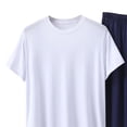 thumbnail image 5 of BaoFuBaoMei Mens Pajamas Set Big and Tall 2 Piece Crew Neck Lounge Sets Short Sleeve Top Joggers Sleepwear Sets Comfy Soft Loungewear with Pockets, 5 of 5