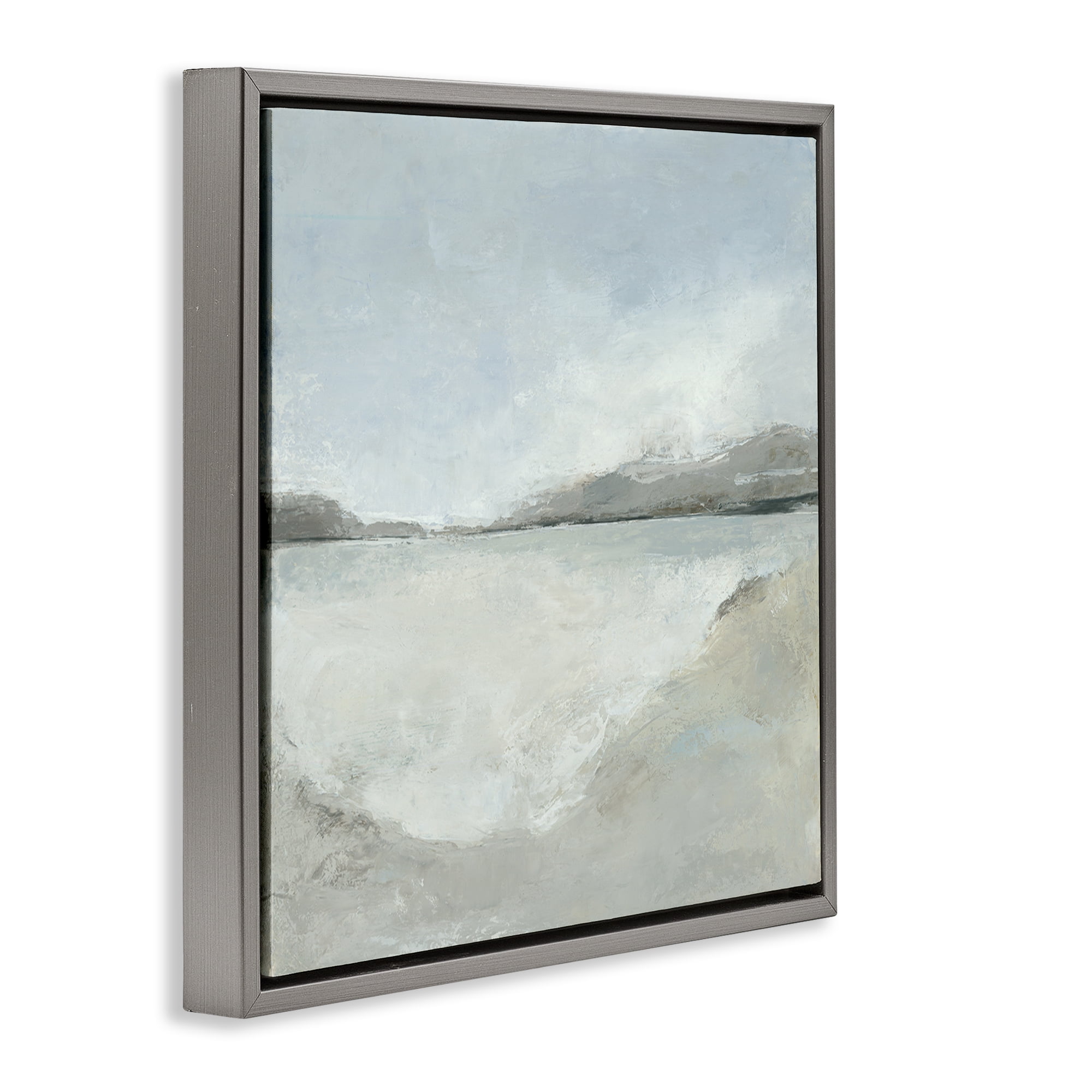 Stupell Industries Abstract Distressed Beach Landscape & Nature Painting Gray Floater Framed Canvas Art Print Wall Art, 18 x 18