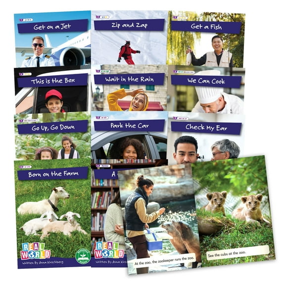 Junior Learning: Real World - Phase 3 - Non-Fiction Hi-Lo Decodables, 6 Books, Letter Sounds, Week-By-Week Rainbow Phonics, Kids Reading Development