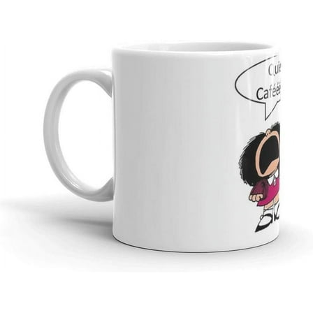 Mafalda, Coffee, Coffee 11 Oz White Ceramic.11 Oz Ceramic Coffee Mugs With C-shape Handle, Comfortable To Hold.