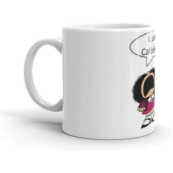 Mafalda, Coffee, Coffee 11 Oz White Ceramic.11 Oz Ceramic Coffee Mugs With C-shape Handle, Comfortable To Hold.