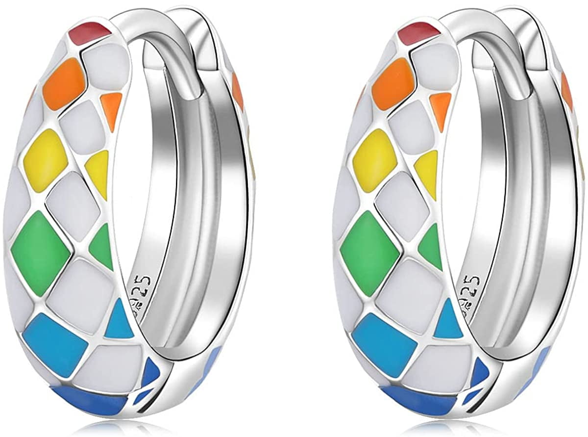 5Pairs Popular Colorful Dripping Oil Heart Enamel Hoop Jewelry Earrings For  Women Girl - AliExpress