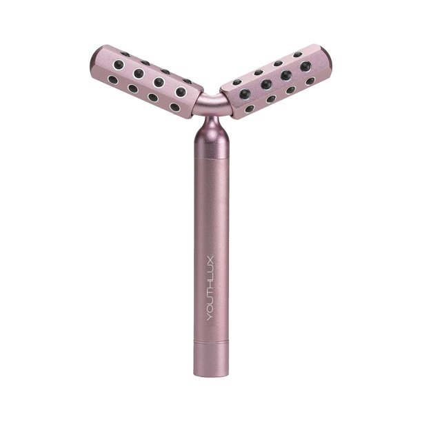YOUTHLUX Revolution Roller - Herramienta de masaje de belleza para rostro/cuerpo con piedra de germanio, rodillo/varita para apretar la piel, reafirmar, desinflar, antienvejecimiento (oro rosa)