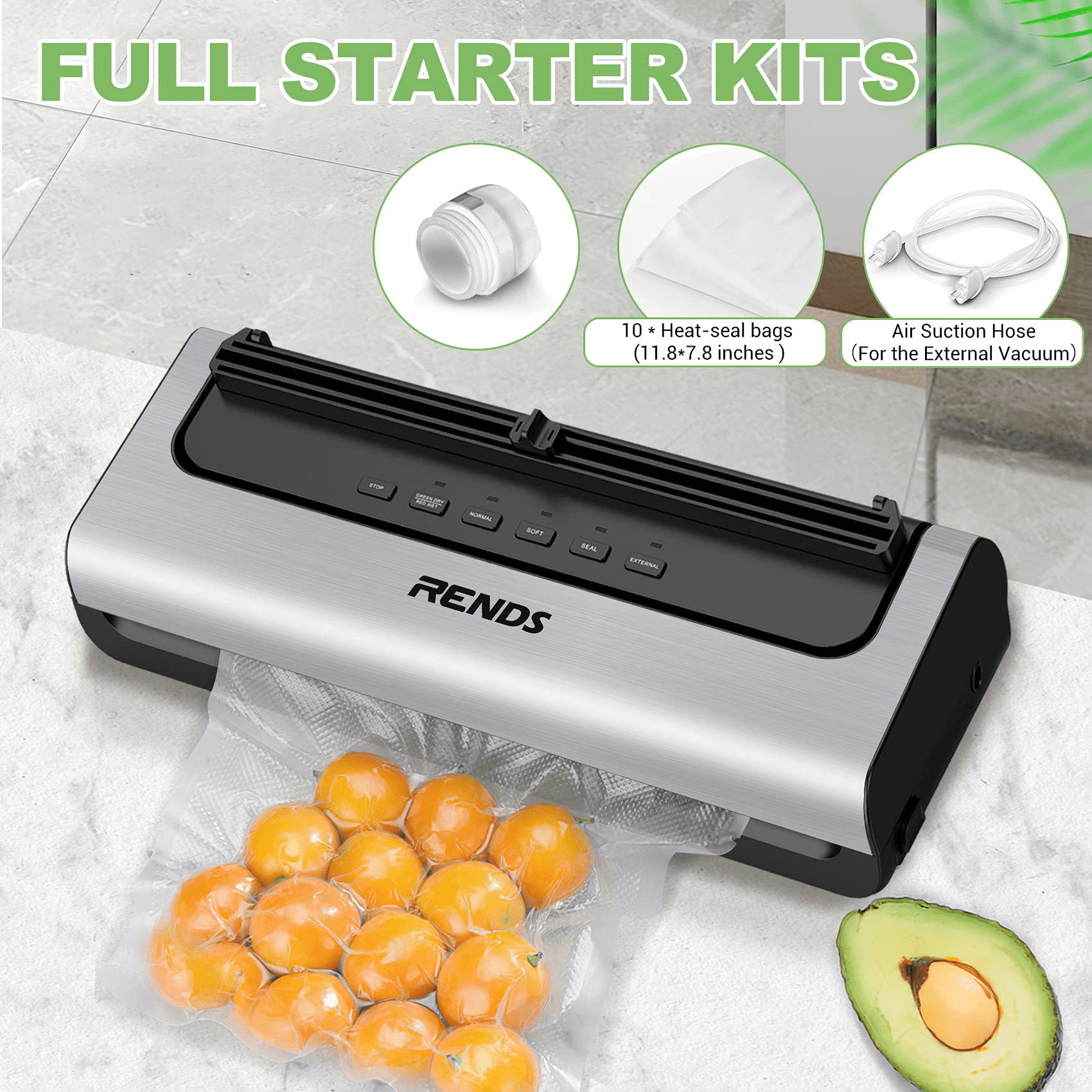 Aoresac Food Vacuum Sealer Machine for Food Saver Automatic Air Sealing  System for Food Storage Dry and Moist Food Modes Compact Design with 10Pcs  Seal Bags Starter Kit 