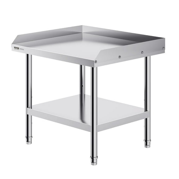 Stainless Steel Commercial Food Prep Worktable 24x28x26 Inch Adjustable Height Heavy Duty Metal Work Table with 3 Sided Backsplash for Restaurant Home Hotel