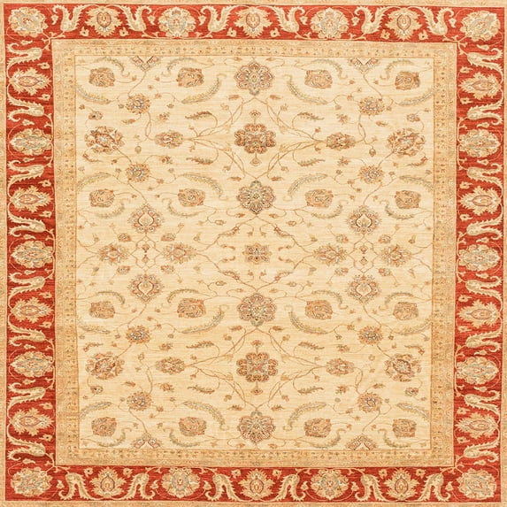 Ahgly Company Machine Washable Indoor Square Abstract Pumpkin Orange Area Rugs, 6' Square