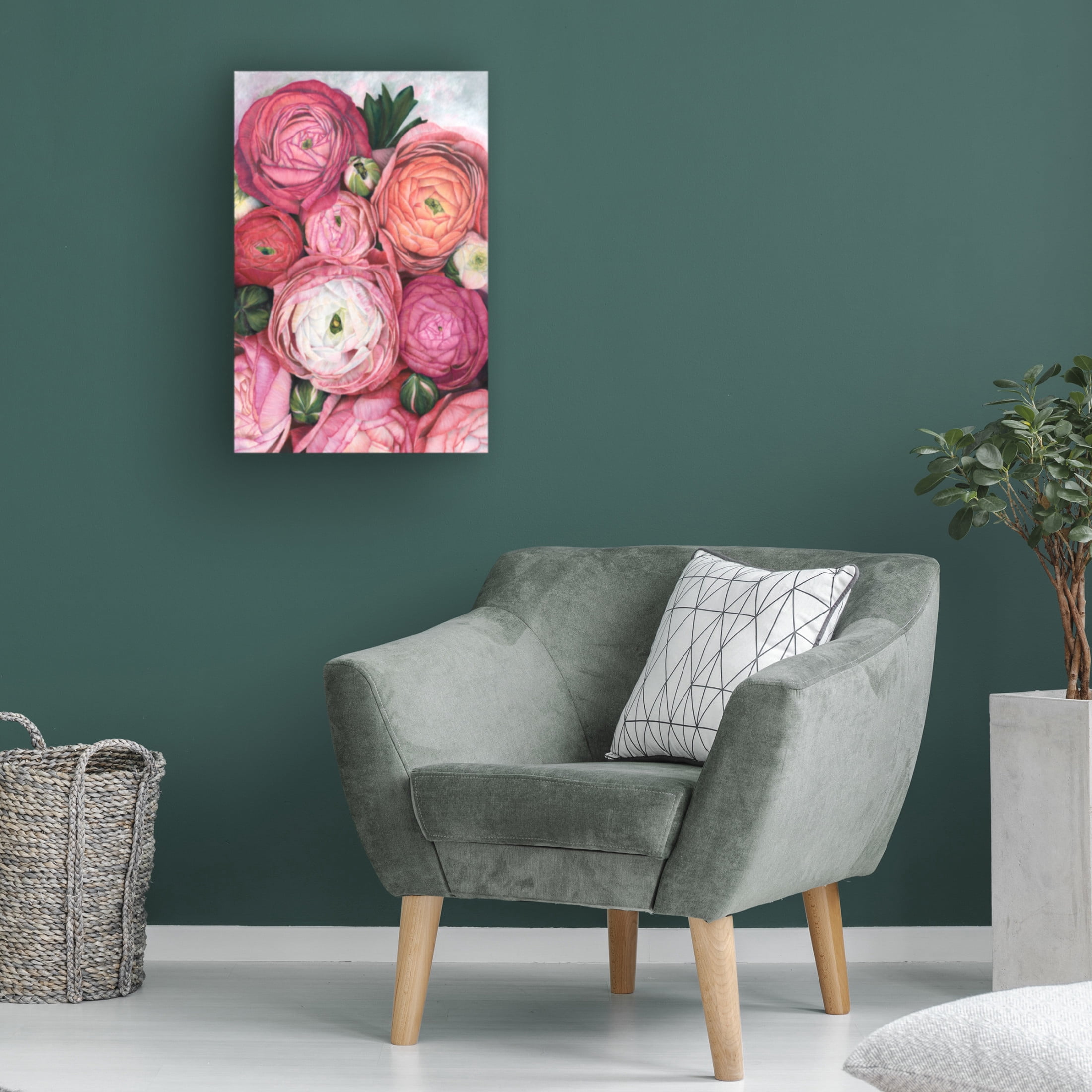 Trademark Fine Art Rosana Laiz Blursbyai Arleth ranunculus bouquet in warm pink Canvas Wall Art