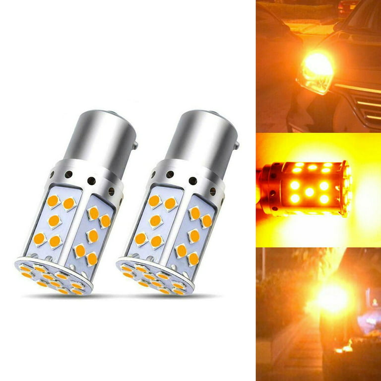 2pcs No Resistor Required Amber Yellow COB LED BAU15S 7507 PY21W 1156PY LED  Bulbs For Front Turn Signal Lights(No Hyper Flash)
